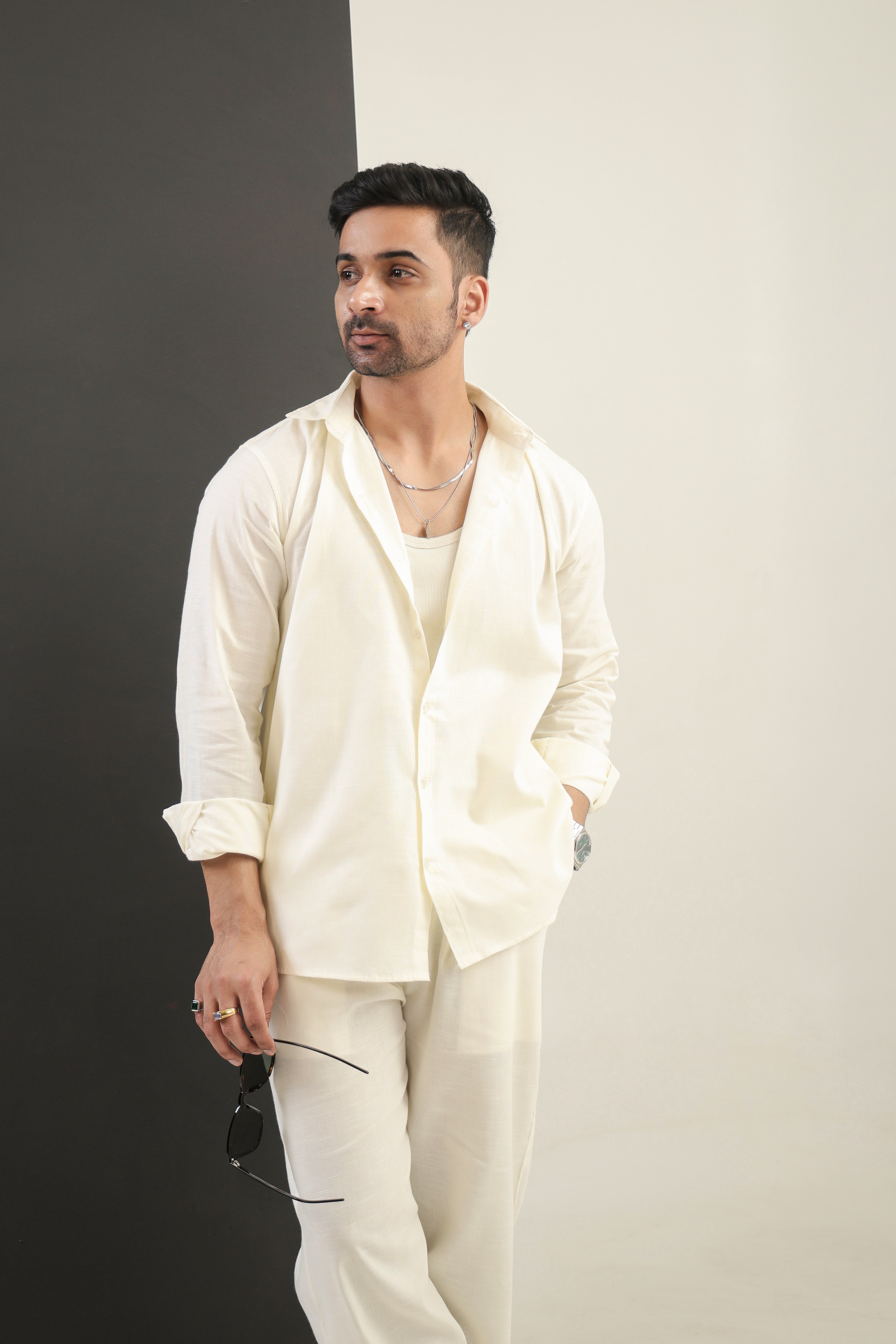 Men's Ivory cloud Sculpted Co-Ord Set