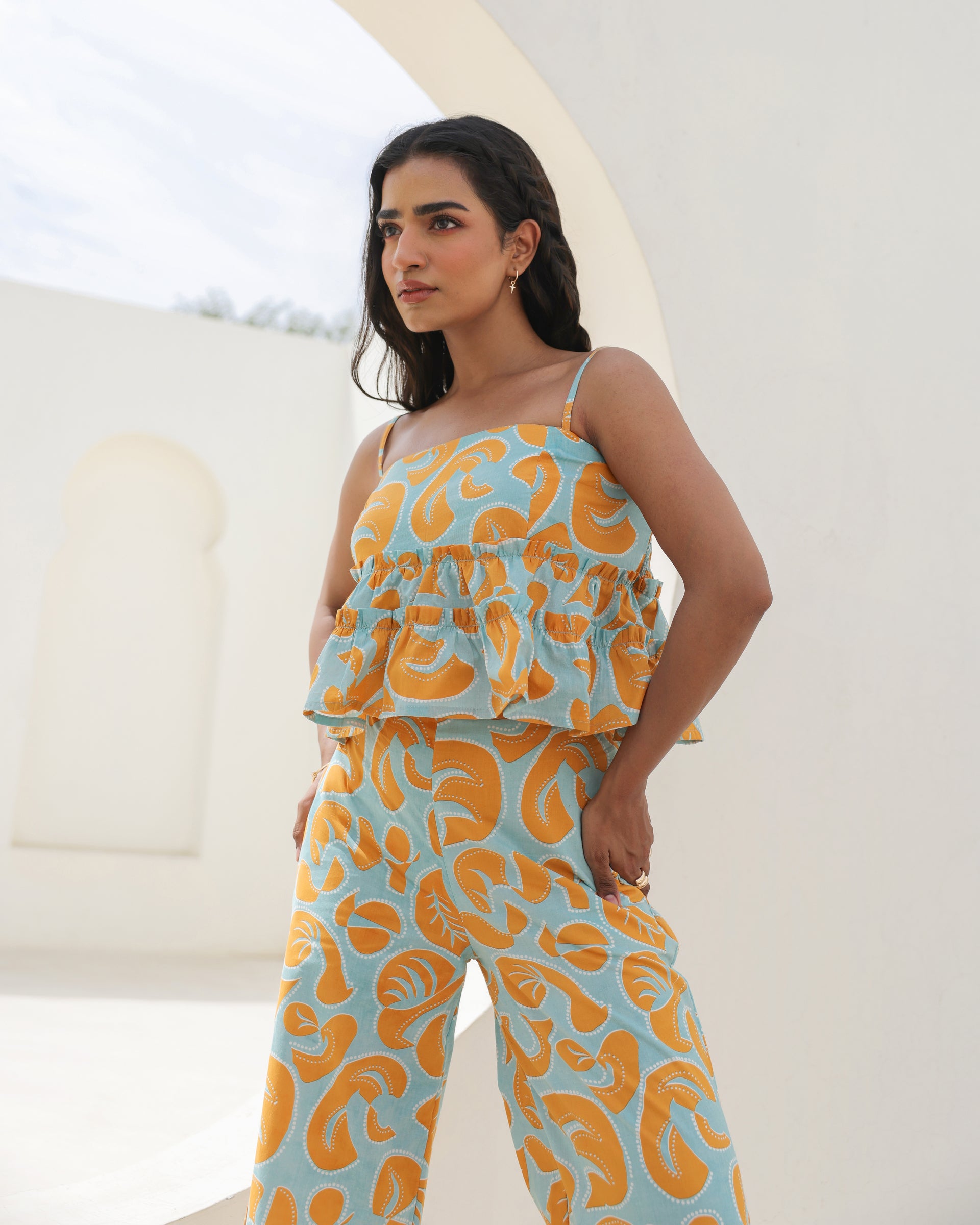 Citrus Bloom Spaghetti Strap Co-Ord Set