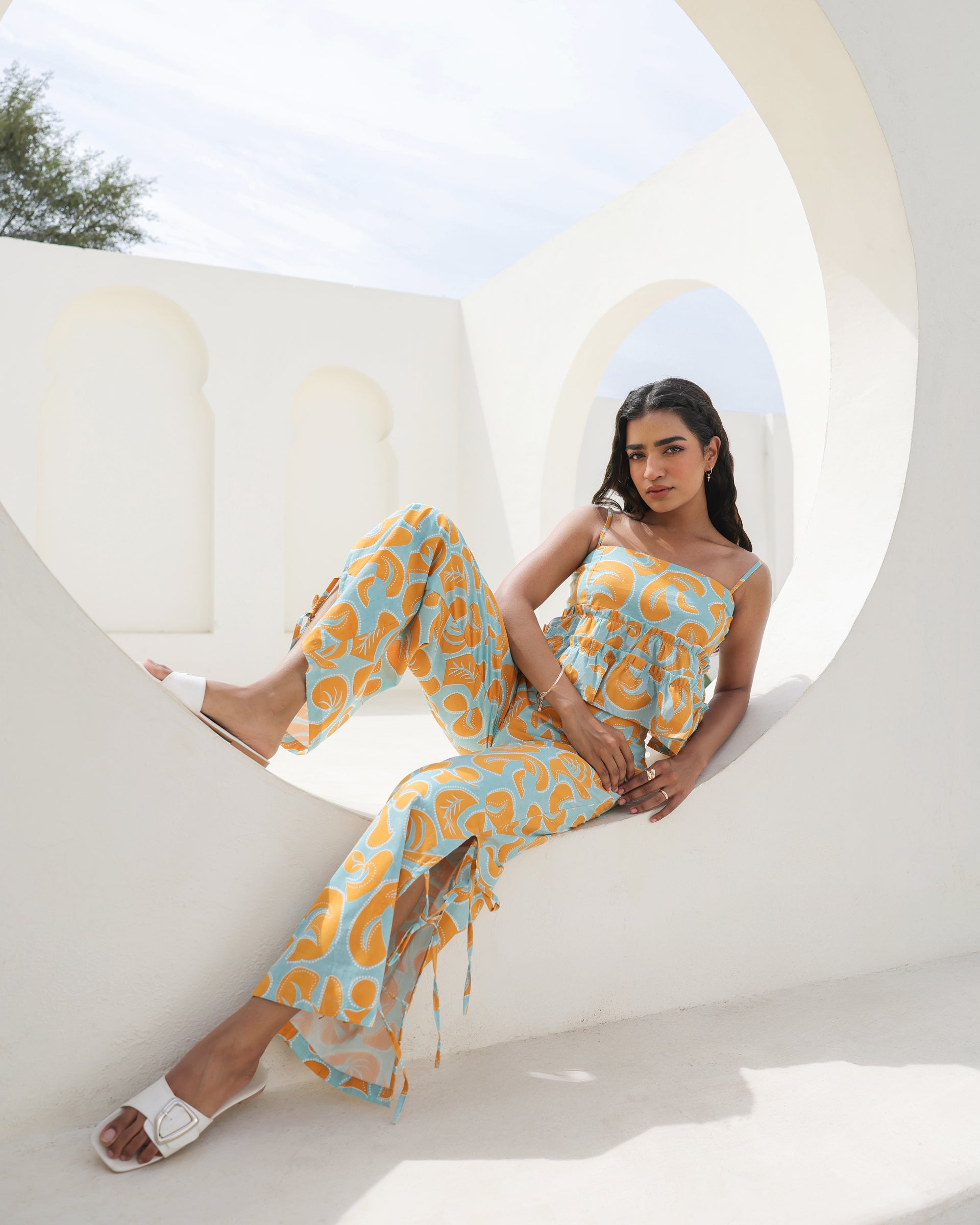 Citrus Bloom Spaghetti Strap Co-Ord Set