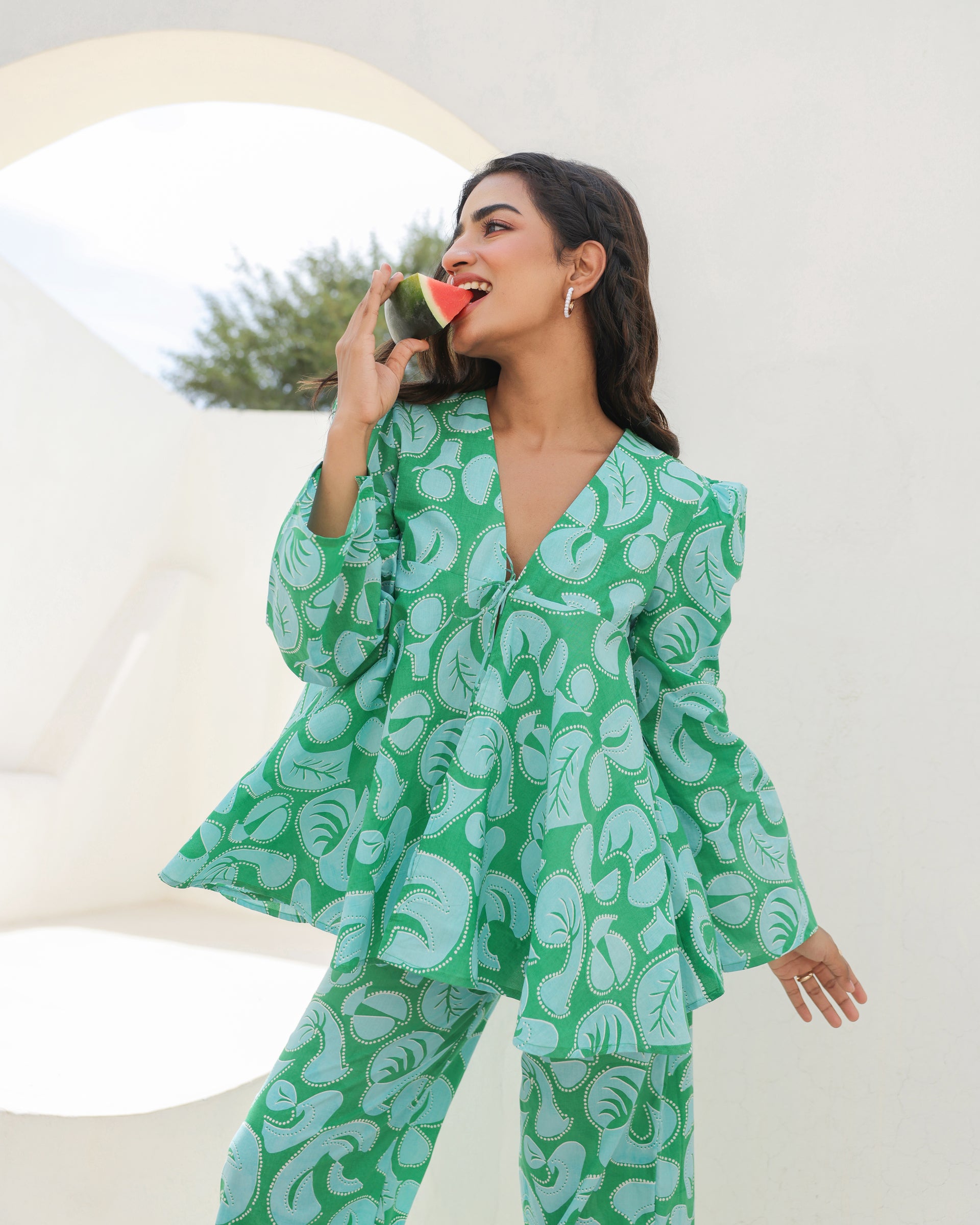 Mint Swirl Flared Top Co-Ord Set
