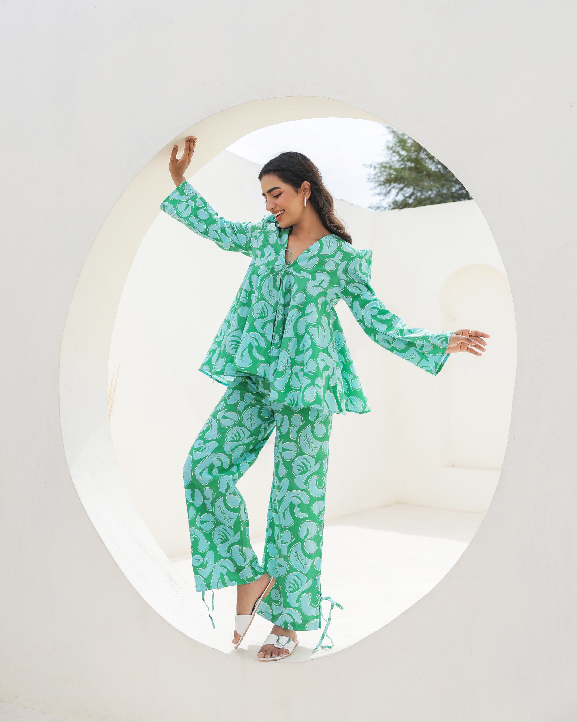 Mint Swirl Flared Top Co-Ord Set