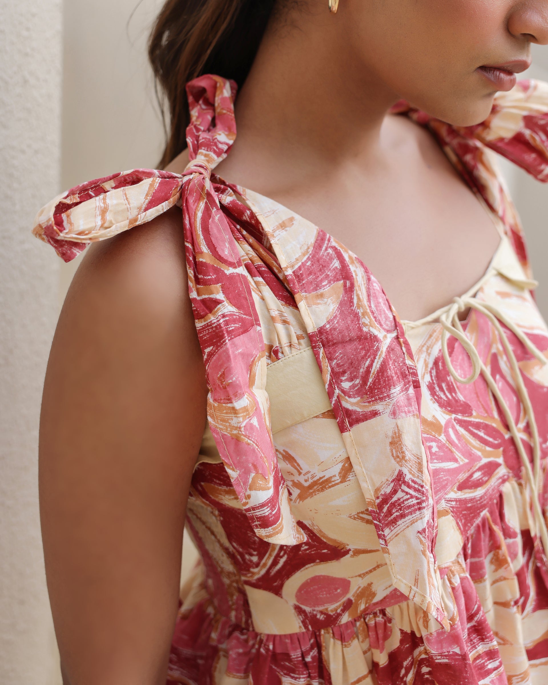 Floral Peplum Top and Embroidered Skirt Set